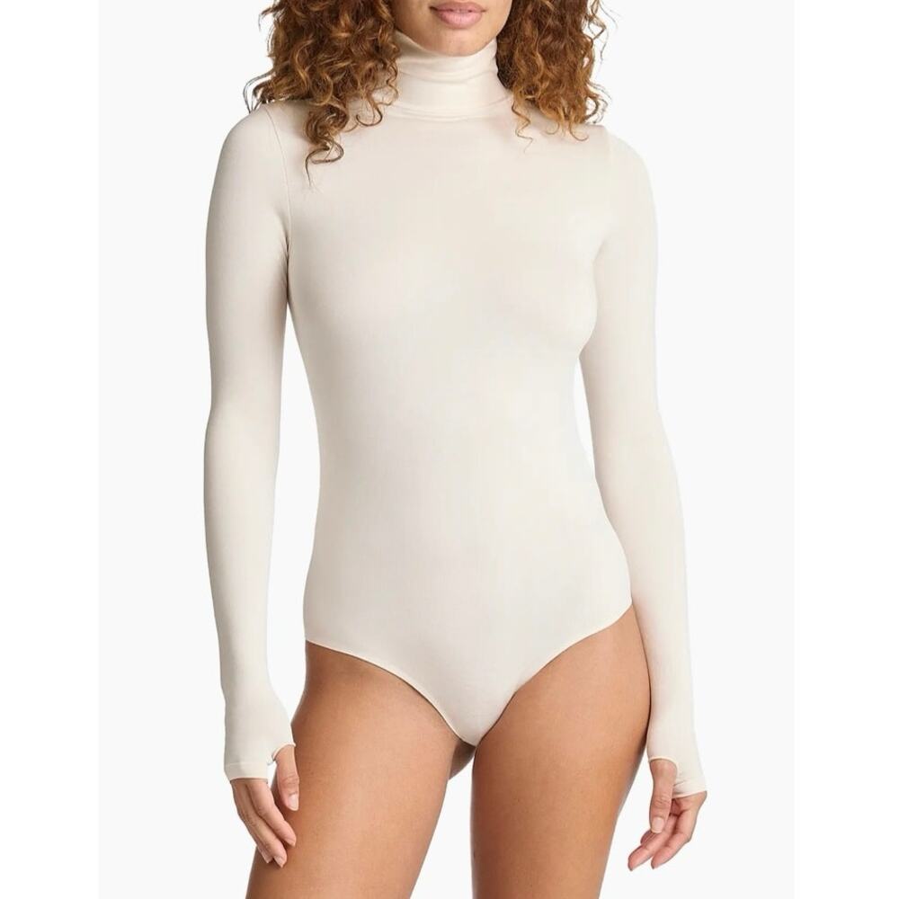 NWOT Commando Prima Ballet Turtleneck Long Sleeve Thong Bodysuit in Bone SZ OS